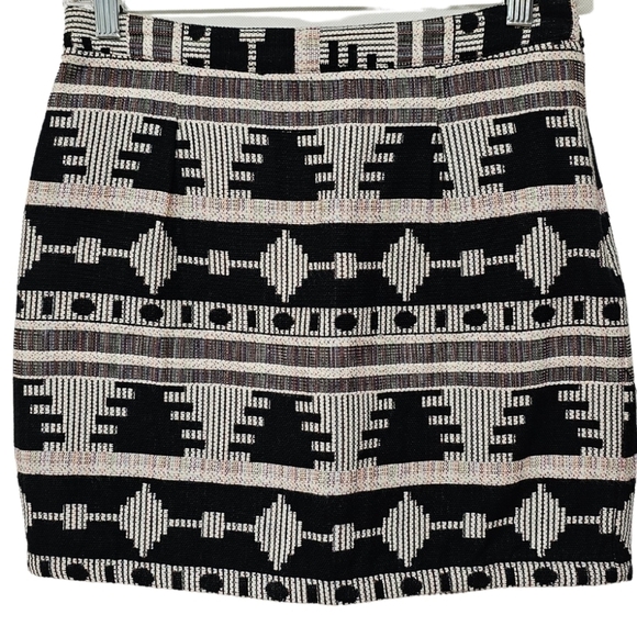 Esley Ethnic Pattern Woven Mini Skirt, black, white and multi color - Picture 7 of 7